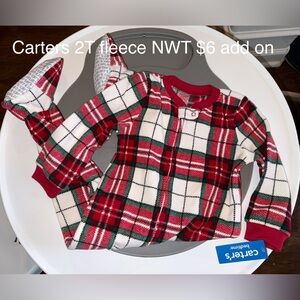 Carter's Red, White & Green Plaid Fleece Pajama Footed Sleeper